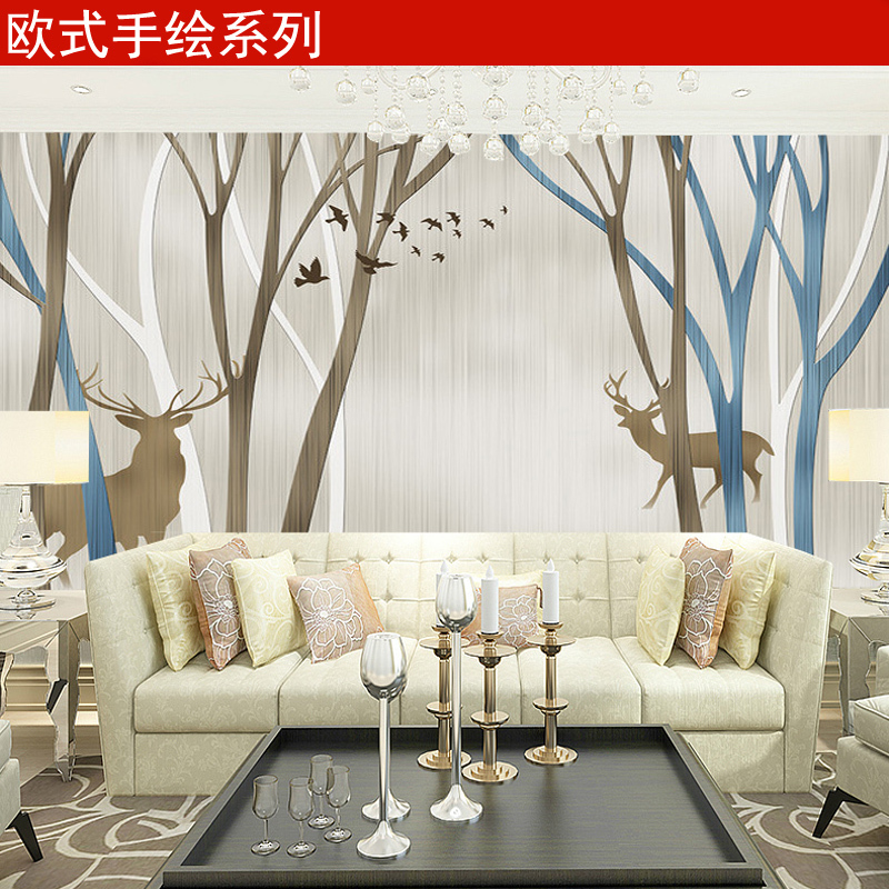 欧式美式无缝定制壁画电视背景墙纸艺术简约复古壁纸卧室客厅墙布壹德壹