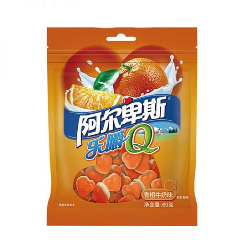 阿尔卑斯乐嚼Q香橙牛奶味橡皮糖60G