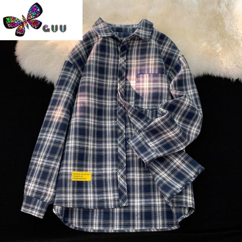 语娄美拉德穿搭格子衬衫女款vintage美式复古衬衣正肩法兰绒外套图片