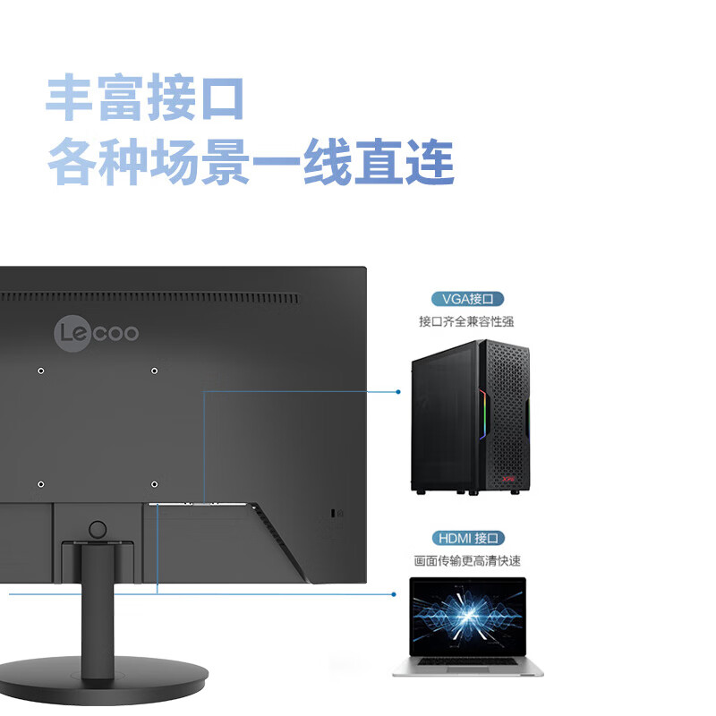 联想(Lenovo)来酷B2221E R 21.5英寸全高清三微边 HDMI接口可壁挂 电脑显示器高清大图