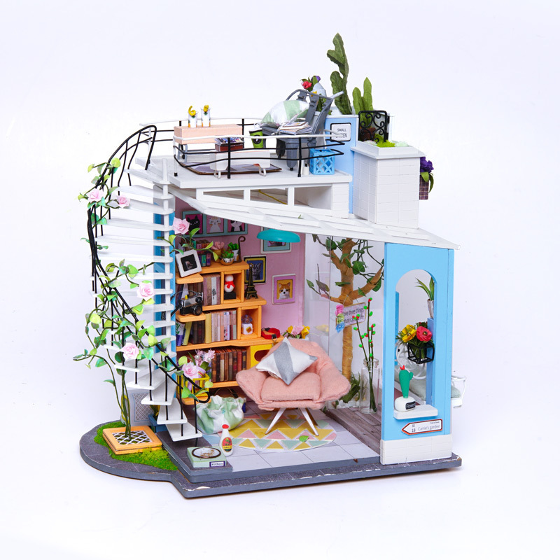 若态若来diy双层小屋 手工制作拼装小房子模型玩具创意拼插拼图艺术屋男生女生生日礼物 DG12朵拉的马卡龙天台