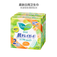 [柔肤日用卫生巾]花王(乐而雅)Lauríer 柔肤日用卫生巾 姨妈巾 20.5厘米 30片/包 两包装套装 纤巧