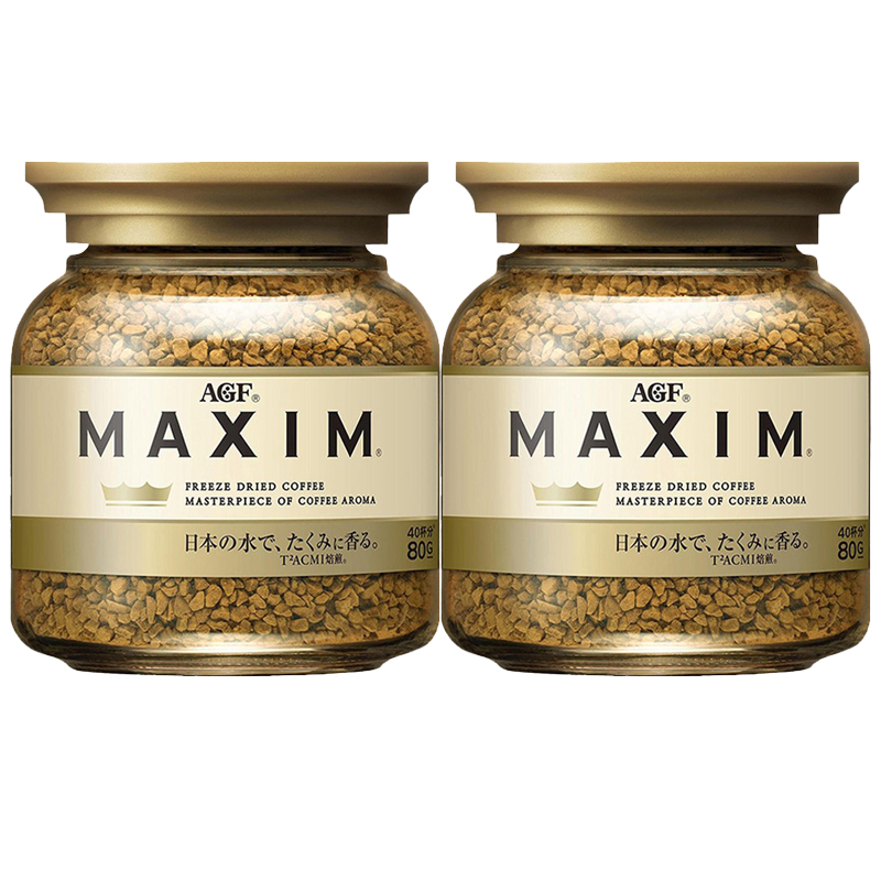 AGF速溶咖啡maxim马克西姆金罐冻干黑咖啡80g*2罐日本原装进口
