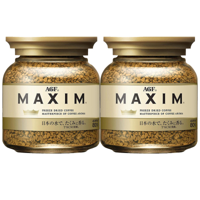 AGF速溶咖啡maxim马克西姆金罐冻干黑咖啡80g*2罐日本原装进口