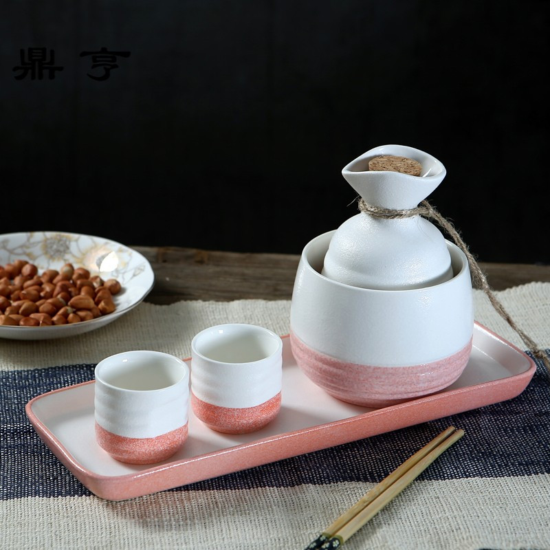 鼎亨日式陶瓷清酒具托盘黄酒温酒器炉烫酒壶1两白酒杯家用半斤分