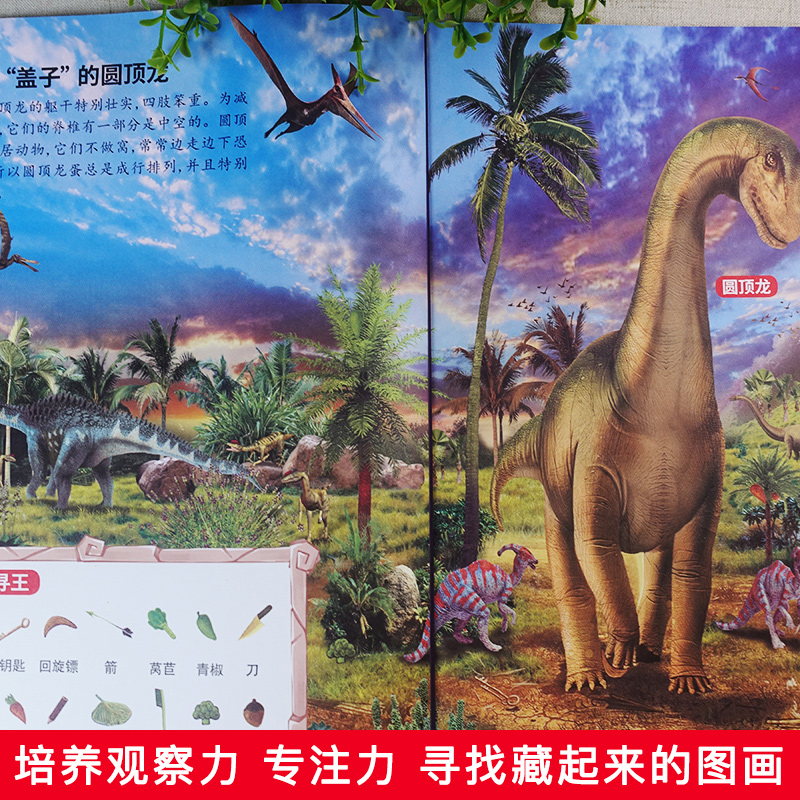 恐龙图画搜寻王3 [正版]恐龙图画搜寻王全套4册迷宫大配对少儿3-6-8-9-12岁小学生儿童益智游戏书彩色版幼儿专注力高清大图