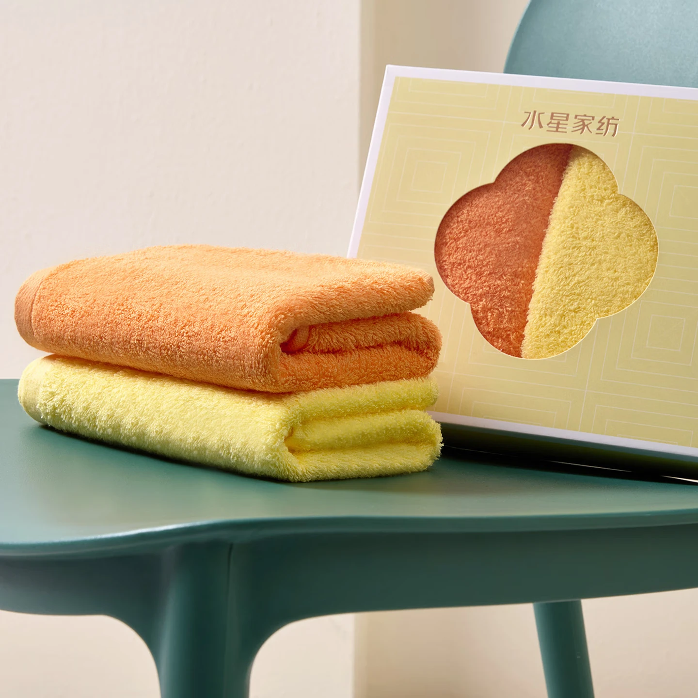 水星家纺洗脸毛巾家用柔软DHA类长绒棉毛巾礼盒 活力多巴胺A类长绒棉毛巾礼盒 2条