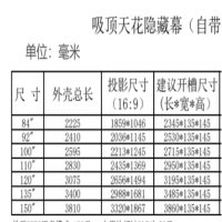 100吋天花幕布16:9高清电动幕布云龙佳