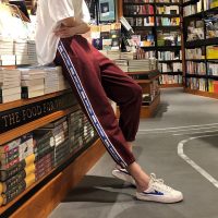【1折价29.9元】唐狮加厚加绒运动裤女秋宽松新款冬季哈伦休闲裤子女红色束脚
