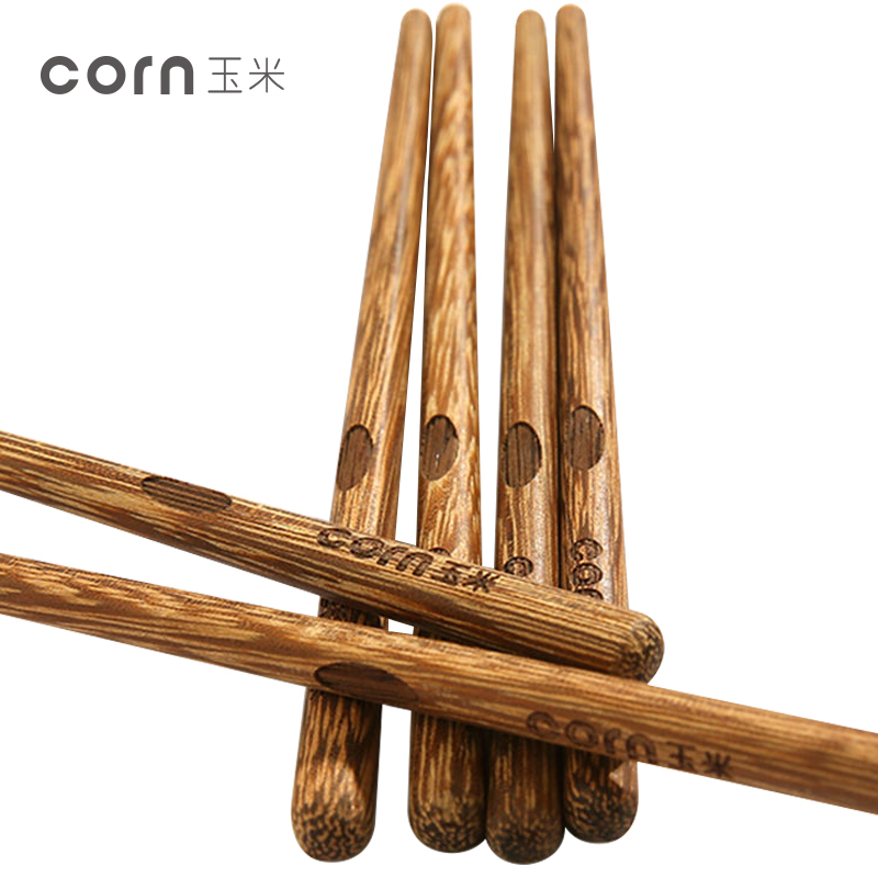 玉米（corn） 鸡翅木指纹儿童练习筷 15cm有指纹印一双 实木无漆无蜡 指纹设计 婴儿学习筷纠正筷宝宝筷子 实木筷子