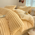 冬季加厚兔毛绒四件套纯色牛奶绒被套南通床上用品珊瑚绒床单被罩 1.5m床单四件套被套2.0*2.3m床单2.3*2.5m枕 嫩黄【加厚兔毛绒亲肤保暖】