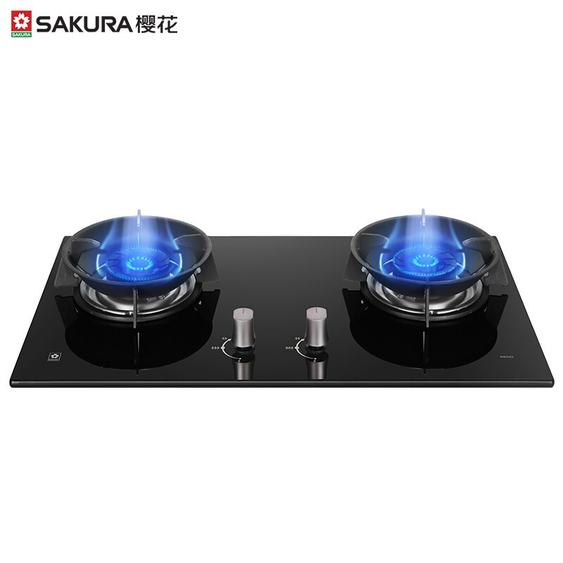 樱花防爆玻璃燃气灶双灶52kw大火力煤气灶台嵌两用易清洁高效直火52kw