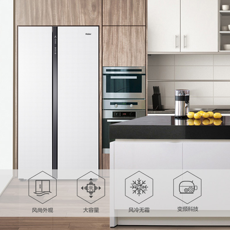 海尔(Haier)576升 对开门冰箱 变频无霜 轻薄机身 厨装一体 节能环保 家用电冰箱 BCD-576WDPU高清大图
