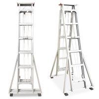 步步稳 双面伸缩梯子人字升降梯登高梯铝合金梯子 消防梯 普通款2.5米升5米
