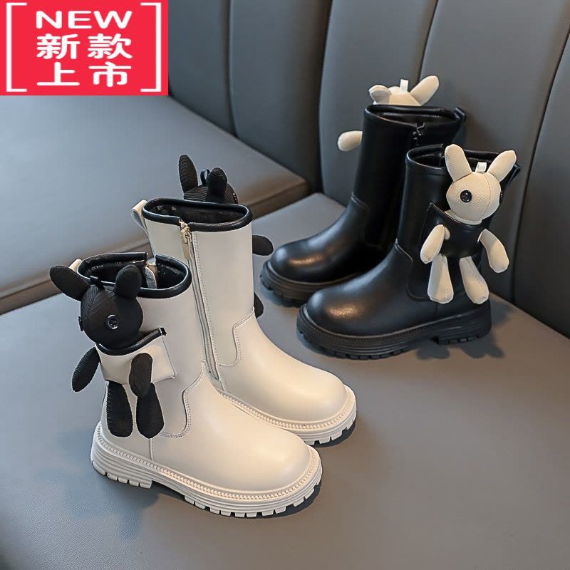 可莉允儿童靴子马丁靴2022秋冬女宝宝潮牌高筒靴新款防滑加绒女鞋子图片