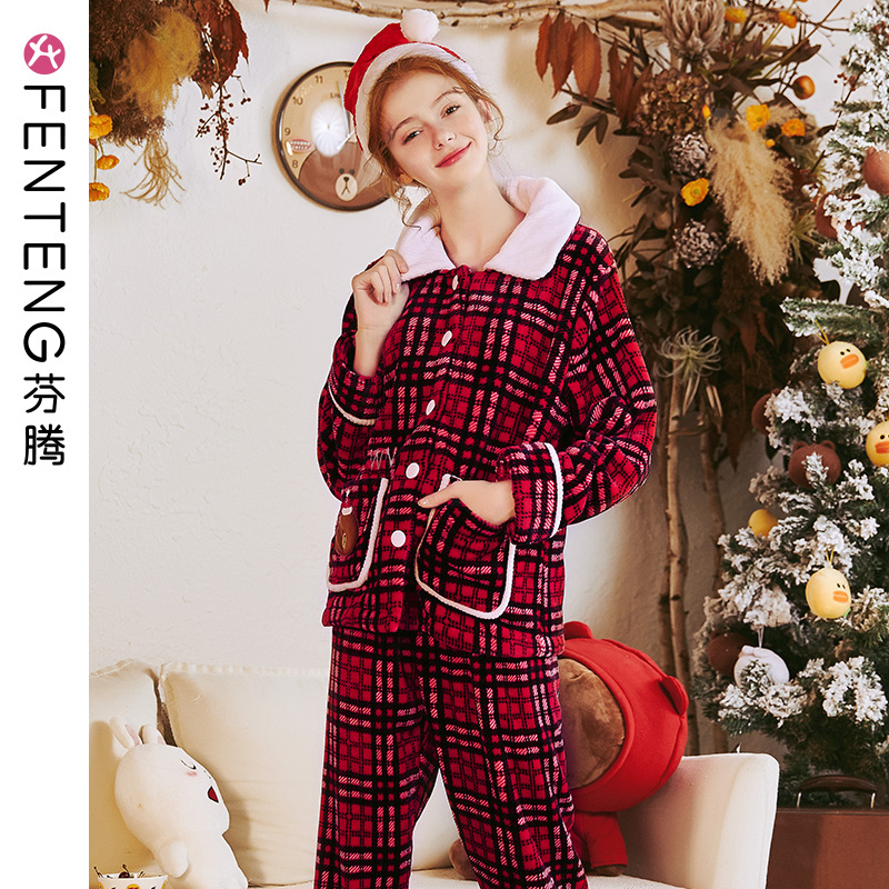 芬腾 Fenteng 家居服 睡衣芬腾珊瑚绒睡衣女秋冬保暖韩国布朗熊少女冬加厚法兰绒家居服套装 价格图片品牌报价 苏宁易购芬腾内衣旗舰店