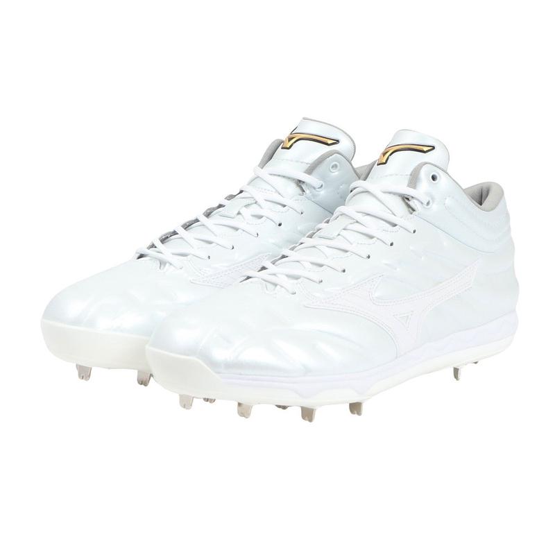 美津浓(Mizuno)棒球鞋男款防滑耐磨透气舒适高弹减震护踝设计 White 40