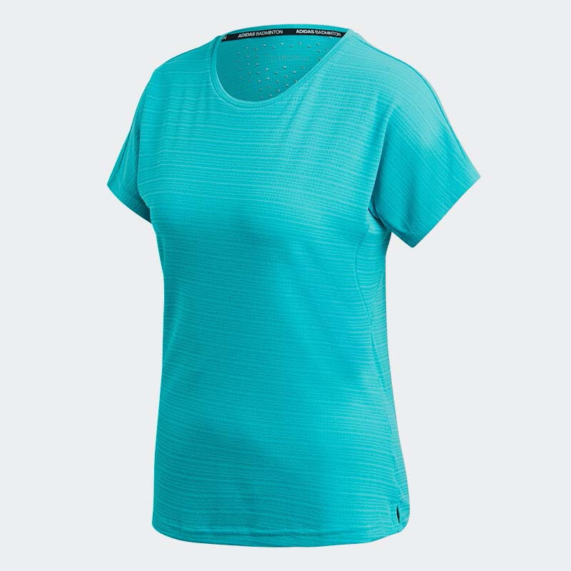 阿迪达斯 (adidas)春夏新款羽毛球短袖男女款圆领T恤休闲运动短袖针织速干透气 绿侣款短袖 女款绿色短袖CW7084