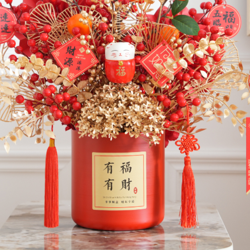 汇特益 乔迁新居福桶开业装饰 万事大吉(大吉大利)+大号红色福桶(单位:套)货期4天高清大图
