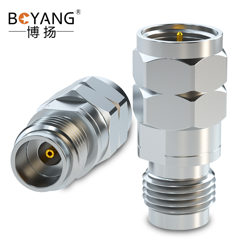 博扬 毫米波转接器50欧 DC-50G 不锈钢 2.4MM公转2.4MM母射频RF同轴转换器 BY-2.4-JKG