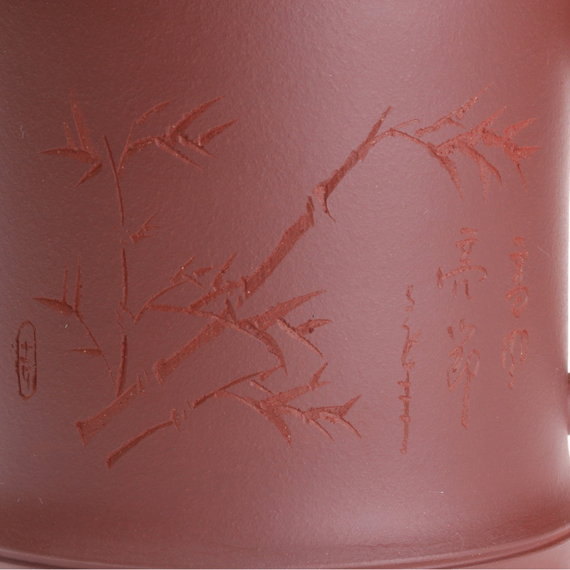[子冶]高风亮节 圆竹 刻绘 紫砂杯 茶杯 宜兴紫砂壶 手工 茶具正品