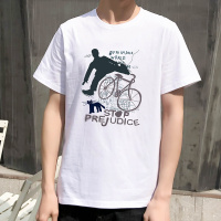 拓路者2020夏季新款创意印花纯棉黑白男装休闲潮流宽松男士短袖T恤