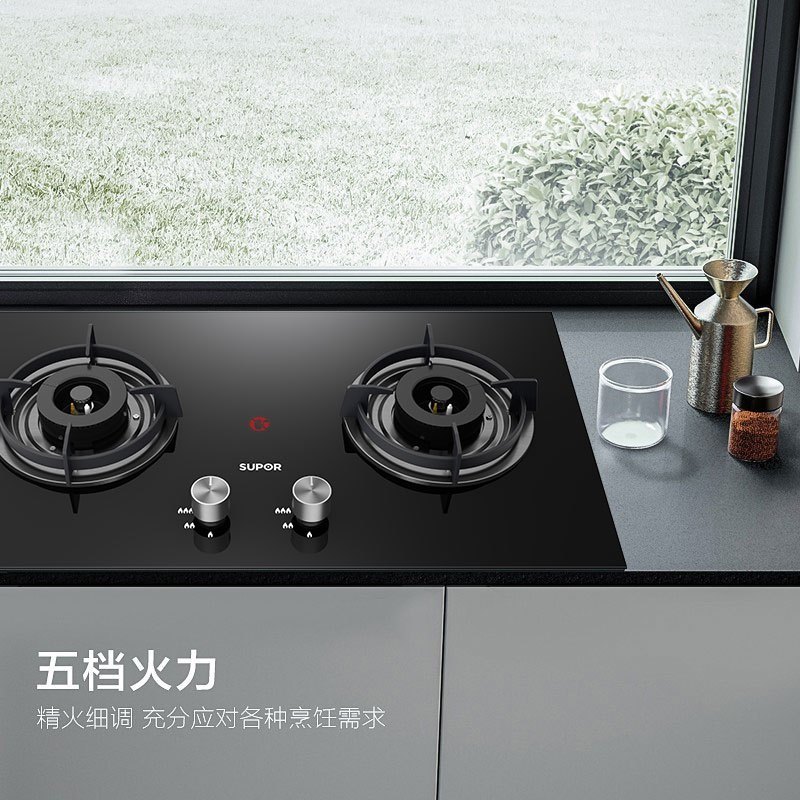 苏泊尔(SUPOR)JZT-DB1Z5燃气灶煤气灶双灶台式嵌入式灶具猛火全进风红点防烫秒速点火(天然气)