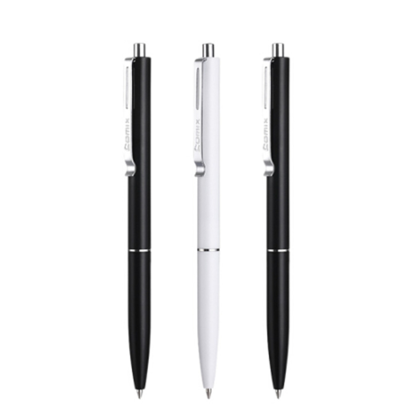 齐心BP105R 黑色按动圆珠笔中油笔0.5mm (12支/盒 )