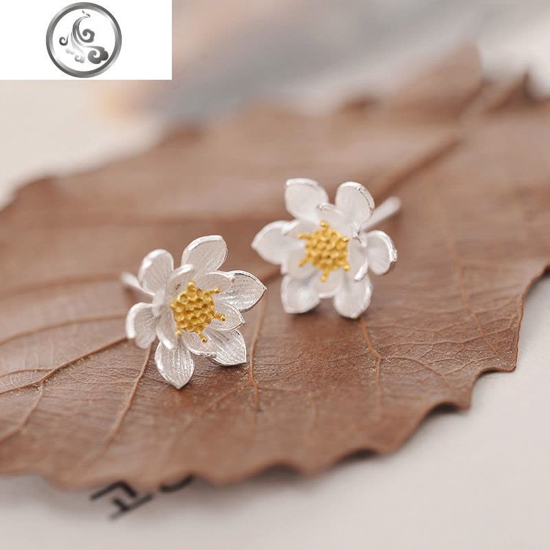 纯银耳钉女 925银饰韩版个性气质小花朵耳饰简约时尚耳环女 JiMi图片