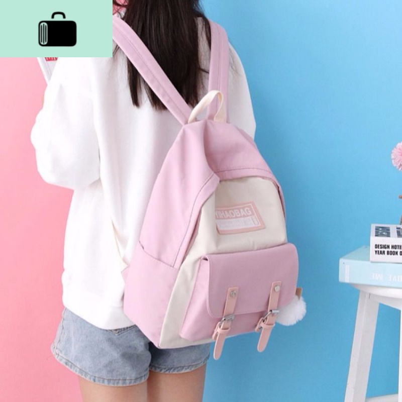 ins风书包女学生韩版初中高中可爱清新校园原宿双肩包女2019新款NEWLAKE高清大图