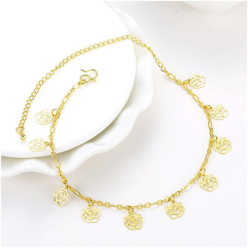 A064-A Women 18K yellow gold anklet jewelry 镀黄金色女脚链潮