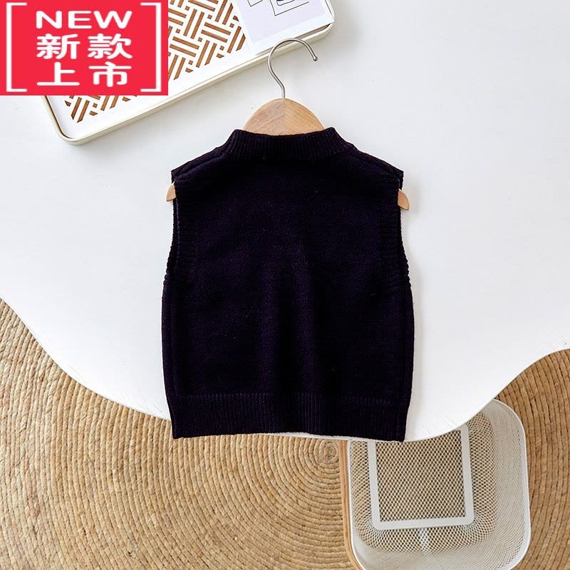 可莉允宝宝针织马甲外穿儿童卡通背心秋冬男女童套头毛衣婴儿针织衫图片