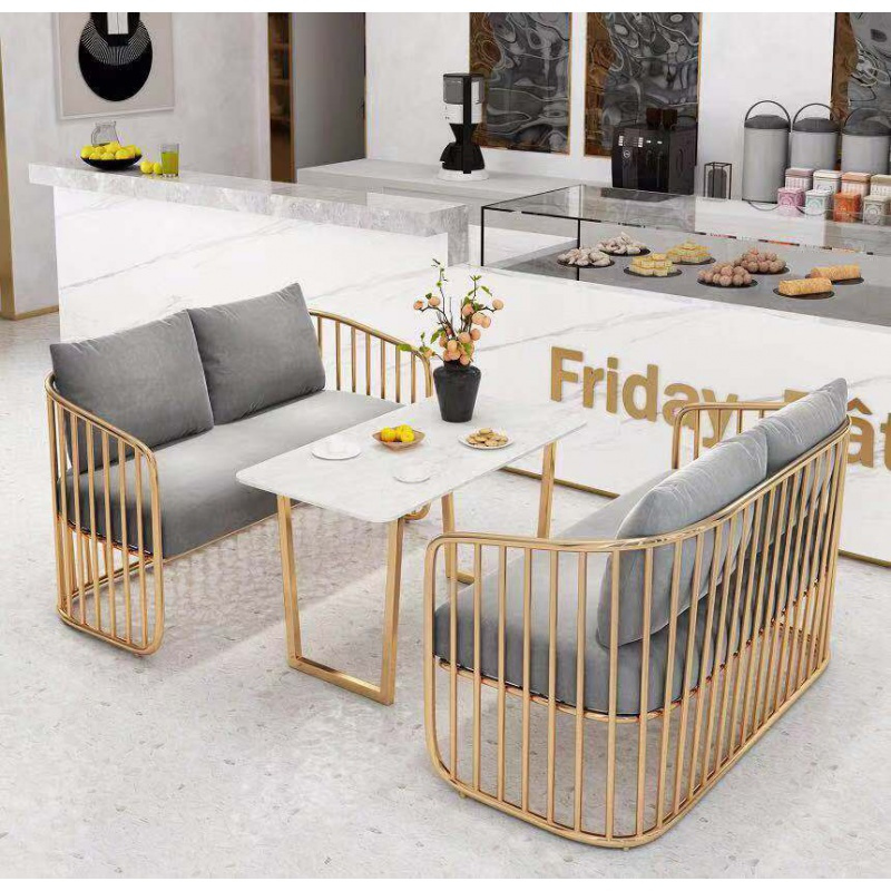 寻木匠咖啡厅奶茶店卡座简约清新书吧休闲休息区双人沙发甜品店桌椅