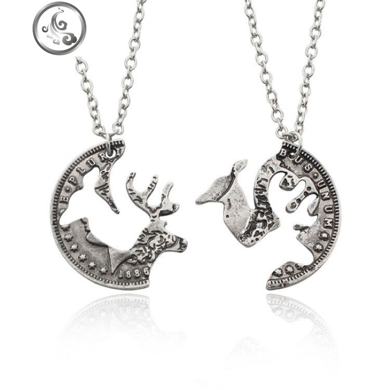 男女学生姐妹闺蜜友谊彩虹拼接情侣项链一对便宜生日二人款 JiMi高清大图