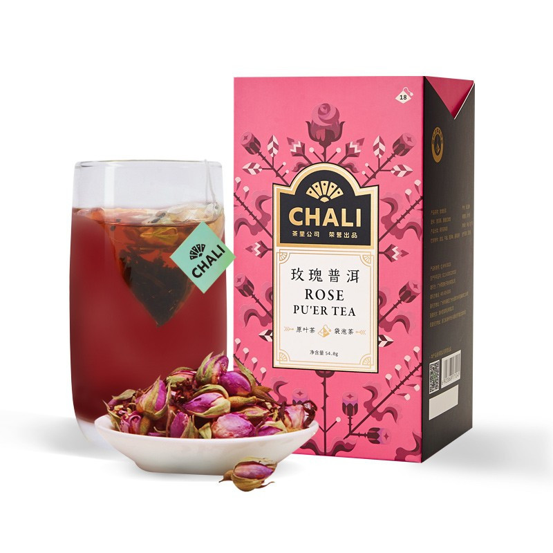 茶里 玫瑰普洱盒装54g(新品18包)高清大图