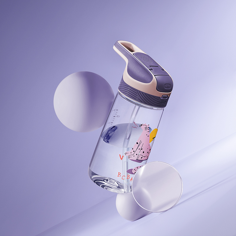 babycare儿童水杯直饮杯运动鸭嘴杯防摔宝宝外出携带喝水吸管杯子300ml-珀尔里粉