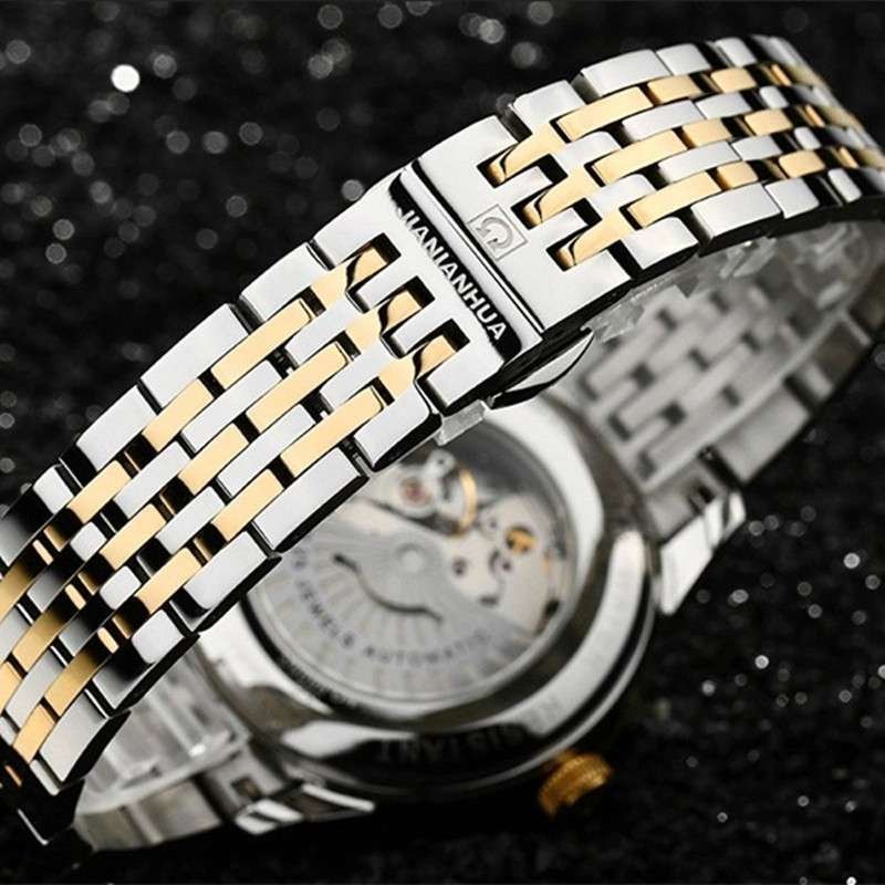 嘉年华CARNIVAL手表商务力洛克系列男士全自动机械表 男休闲时尚复古罗马大三针防水金属双日历男表腕表8605G双历款高清大图