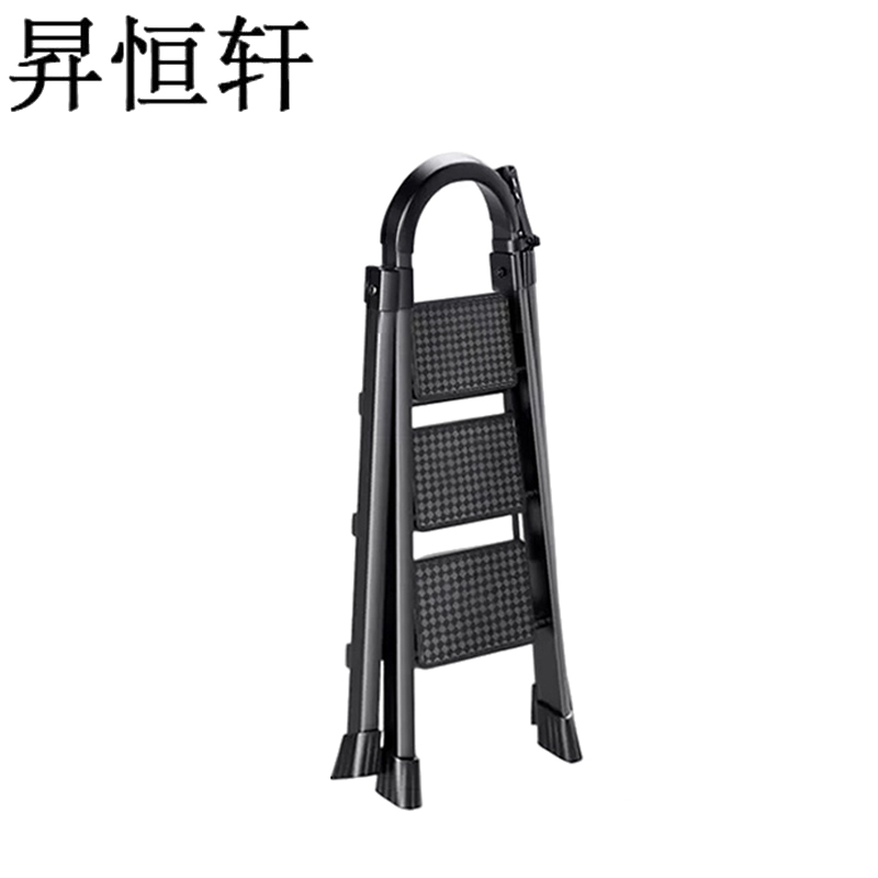 昇恒轩 家用梯子折叠多功能加厚室内人字梯黑色三层步梯楼梯便携小型加粗高清大图