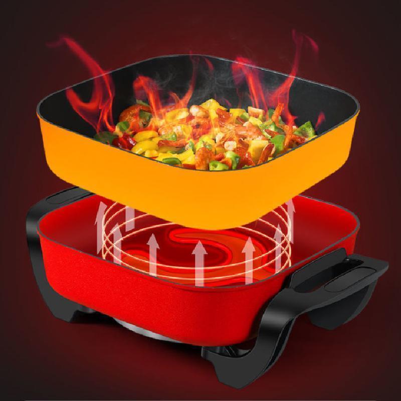 美的(Midea)多功能锅家用宿舍5L电煮锅家用电锅蒸煮饭烧烤锅 红色
