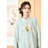 [2.5折价138元]唐狮秋冬季新款睡衣女新中式珊瑚绒加绒可外穿家居服保暖