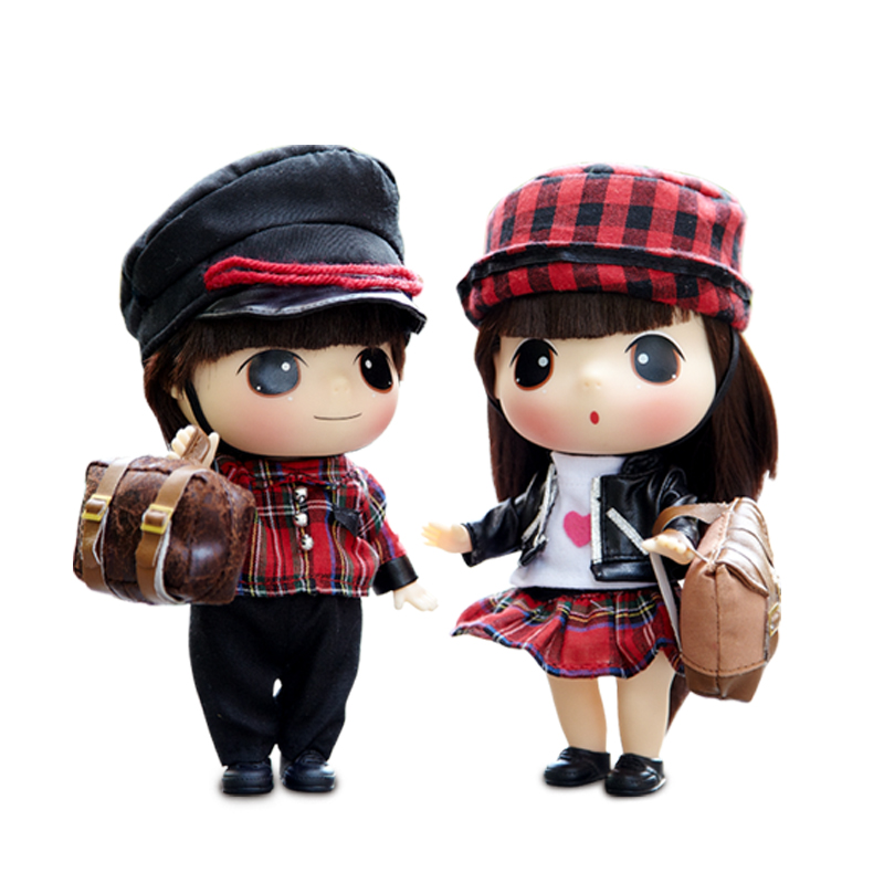 冬己情侣娃娃女孩公主洋娃娃可爱萌娃娃玩偶公仔送女友生日礼品FDE1912(英伦情侣装)