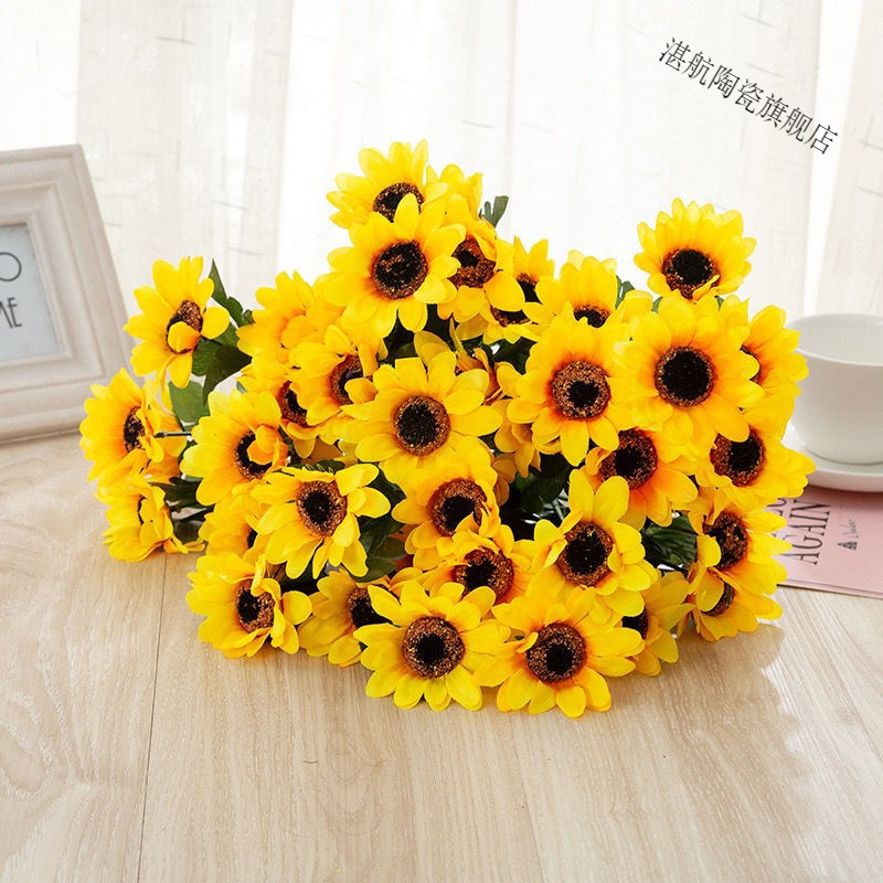 仿真太阳花束招财花向日葵花束绢花布景摄影道具婚庆假