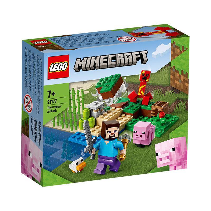 22年1月乐高lego我的世界系列21177爬行者伏击拼插积木玩具视频