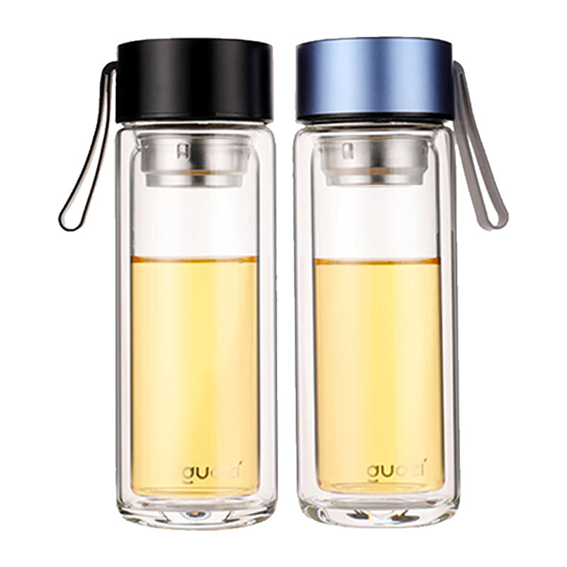 果兹玻璃杯300ml高硼硅双层玻璃悦莱系列GZ-S18A(颜色随机)