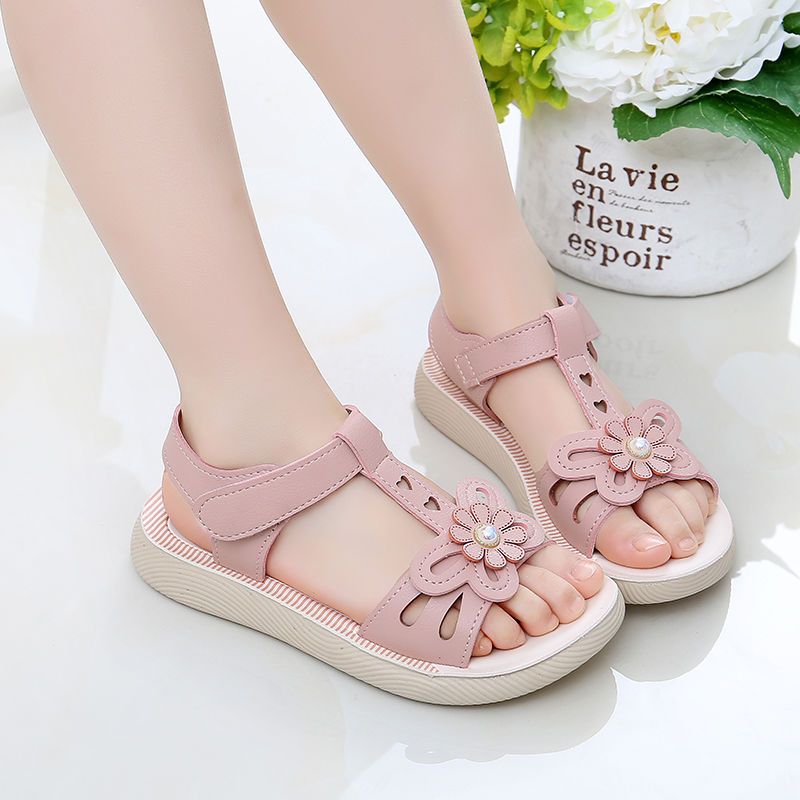 实心底女童凉鞋公主鞋小女孩凉鞋儿童鞋韩版小中大童学生软底凉鞋