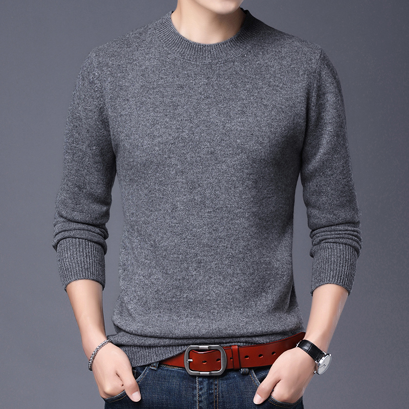 免费试穿 鄂尔多斯高端100%纯山羊绒免费试穿九针加厚高端山羊绒鄂羊羊专柜正品羊绒衫中年男士100%羊毛衫正品 6610纯色中灰 175