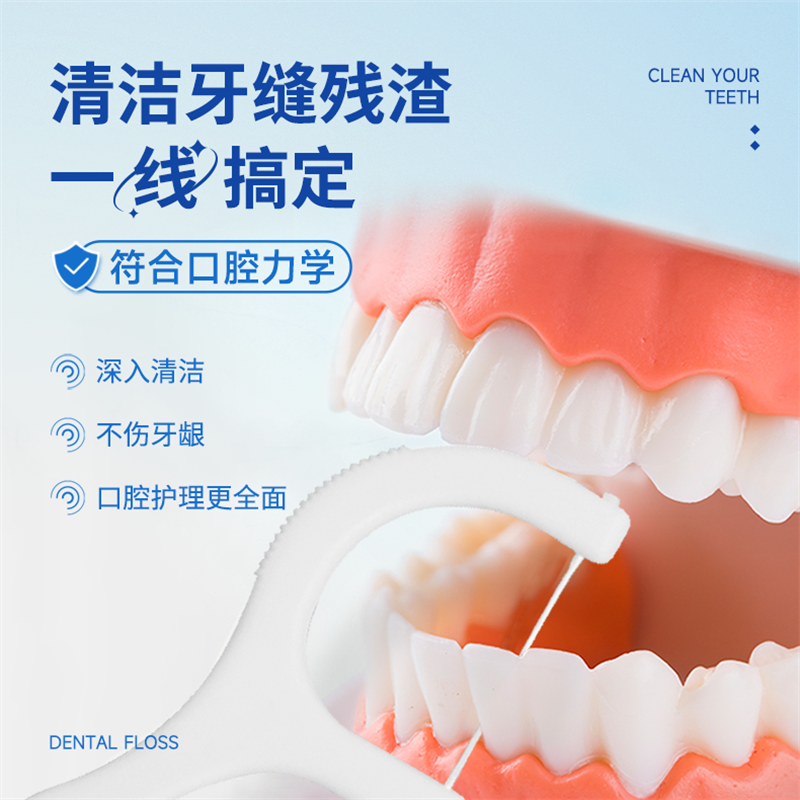 海氏海诺 独立包装薄荷牙线两盒(50只/盒-独立装) 超细一次性家用便携家庭装成人清洁牙签高清大图