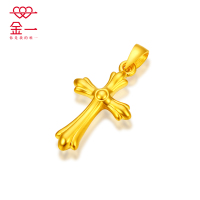 金一足金999时尚3D硬金男女通用款 黄金吊坠 情侣十字架吊坠守护礼物 (定价)ACB014