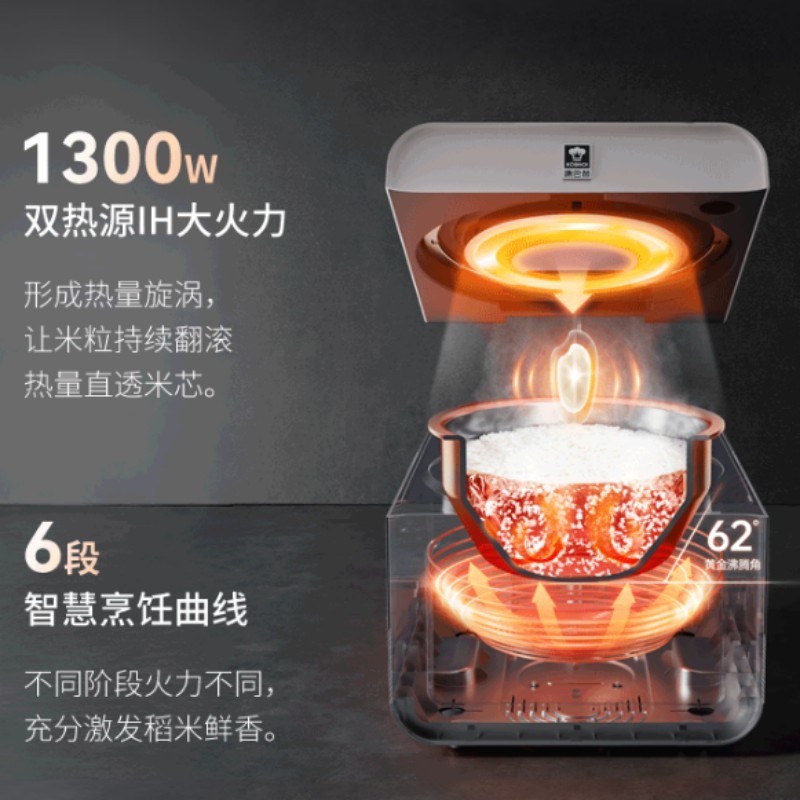 康巴赫真钛内胆电饭煲0涂层智能电饭锅ProMax版KF-40HC01C(星耀金4L)高清大图