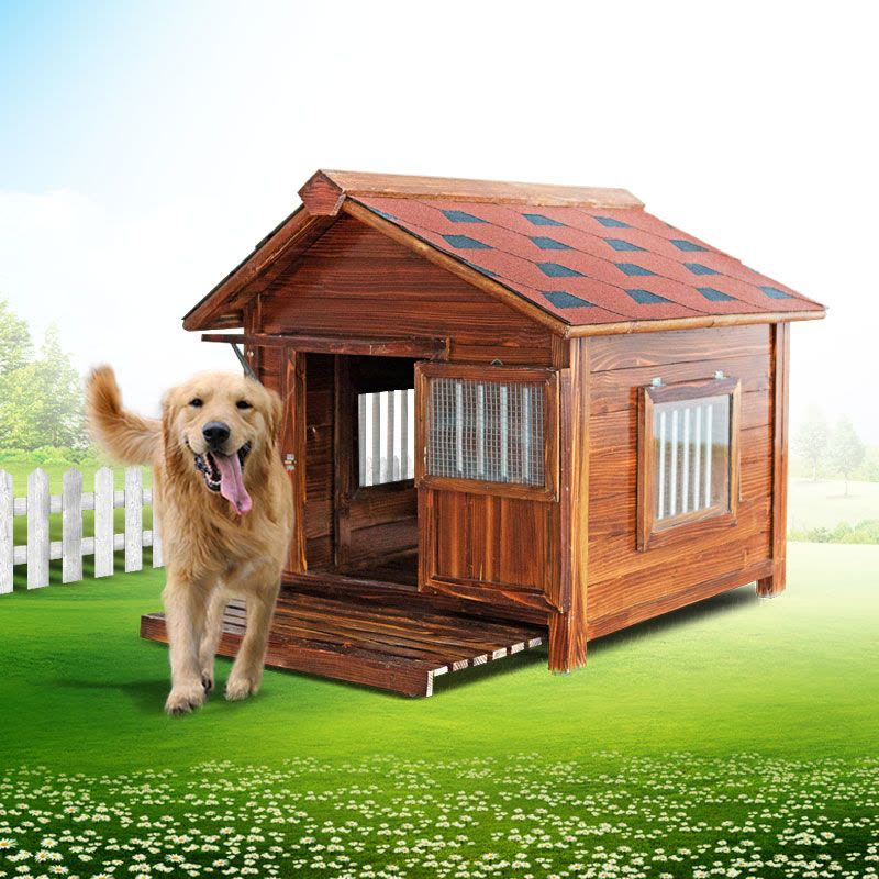 实木狗屋户外防雨室外宠物狗窝夏季通用狗房子大型犬犬舍木质狗笼图片